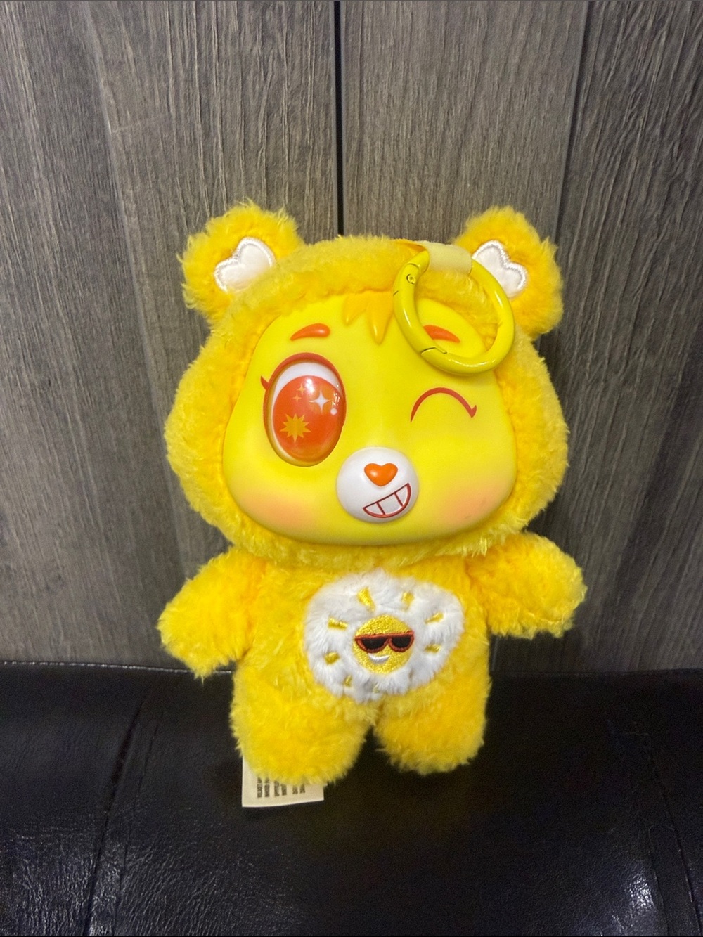 Basic Fun Caring Cuties Care Bears Funshine Bear Yellow Plush Keychain